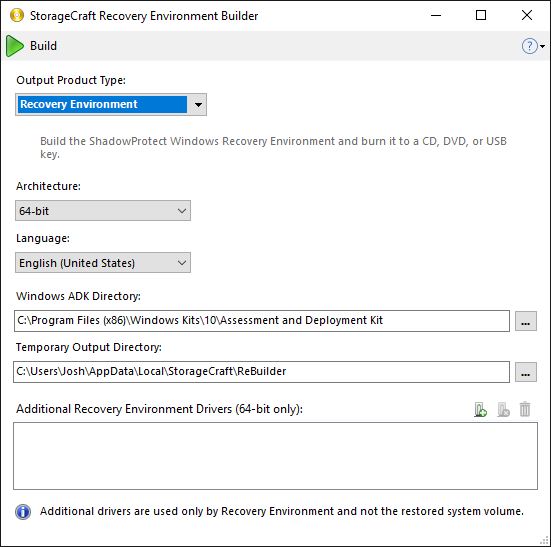 Creating a StorageCraft Recovery Environment for Windows